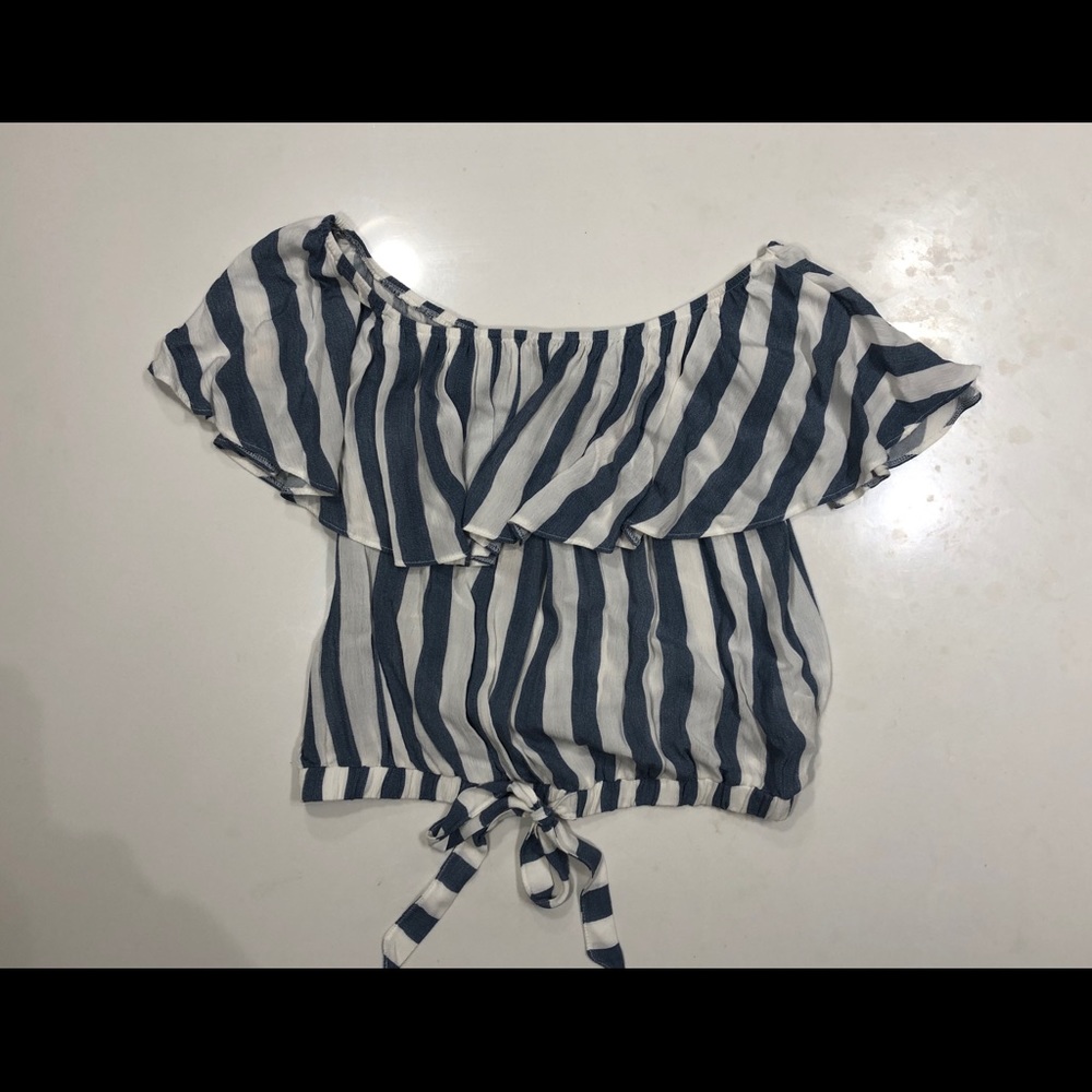 Striped American Eagle off the shoulder top